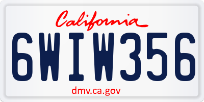 CA license plate 6WIW356