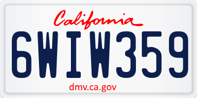 CA license plate 6WIW359