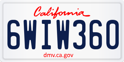 CA license plate 6WIW360