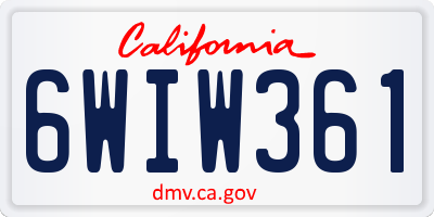 CA license plate 6WIW361