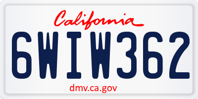 CA license plate 6WIW362