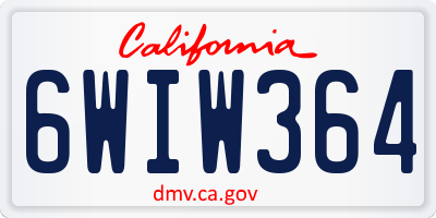 CA license plate 6WIW364
