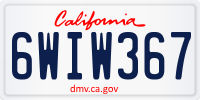 CA license plate 6WIW367