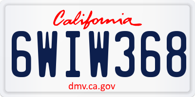 CA license plate 6WIW368