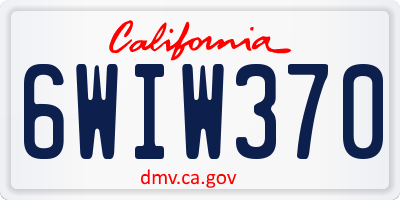 CA license plate 6WIW370