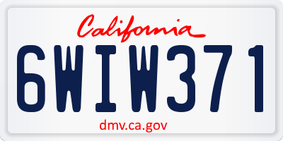 CA license plate 6WIW371