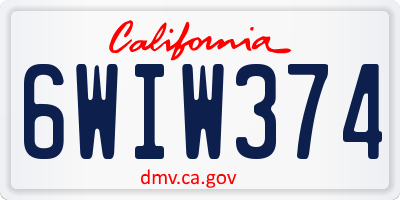 CA license plate 6WIW374