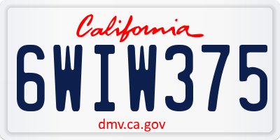 CA license plate 6WIW375