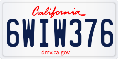 CA license plate 6WIW376