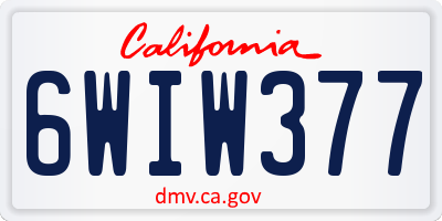 CA license plate 6WIW377