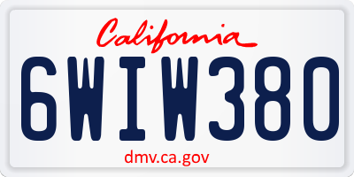 CA license plate 6WIW380