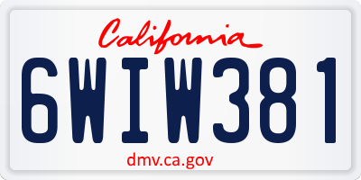 CA license plate 6WIW381