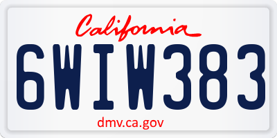 CA license plate 6WIW383