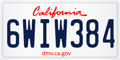 CA license plate 6WIW384