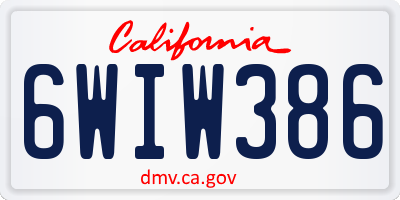 CA license plate 6WIW386