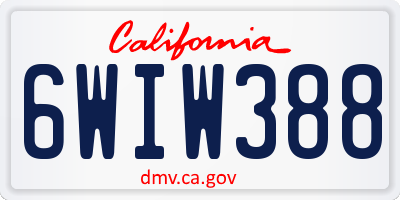 CA license plate 6WIW388