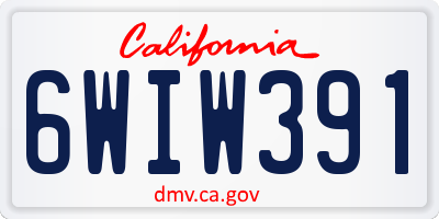 CA license plate 6WIW391