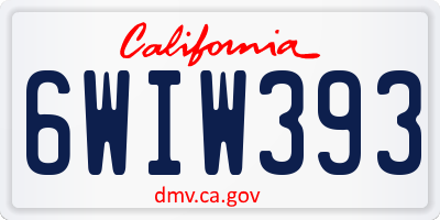 CA license plate 6WIW393