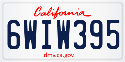 CA license plate 6WIW395