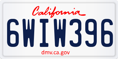 CA license plate 6WIW396