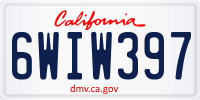 CA license plate 6WIW397