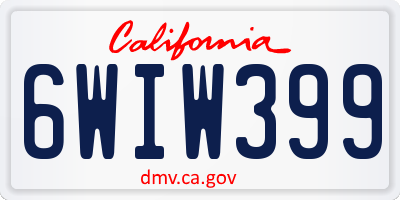CA license plate 6WIW399