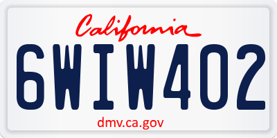 CA license plate 6WIW402
