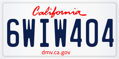 CA license plate 6WIW404