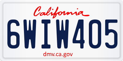 CA license plate 6WIW405