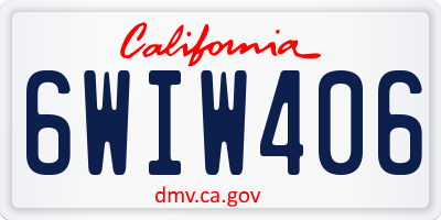CA license plate 6WIW406