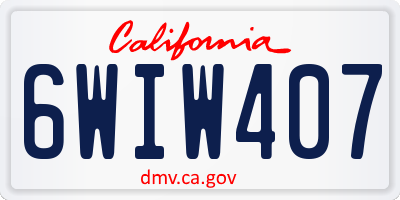 CA license plate 6WIW407