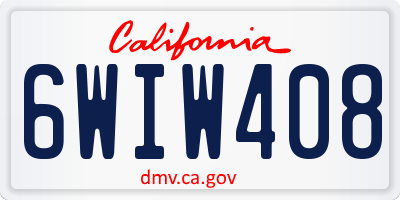 CA license plate 6WIW408