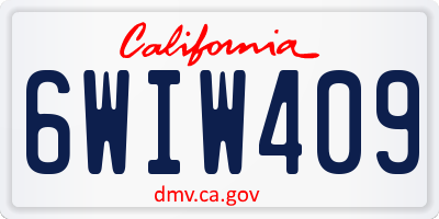 CA license plate 6WIW409
