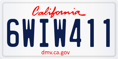 CA license plate 6WIW411