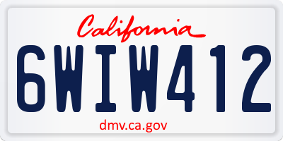 CA license plate 6WIW412