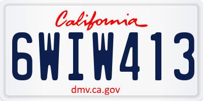 CA license plate 6WIW413