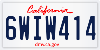 CA license plate 6WIW414