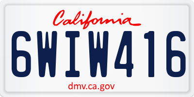 CA license plate 6WIW416