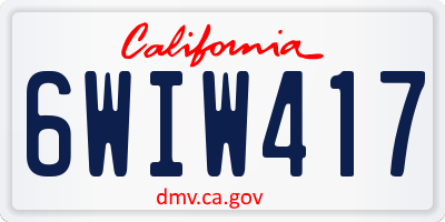 CA license plate 6WIW417