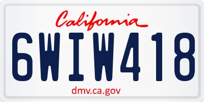 CA license plate 6WIW418