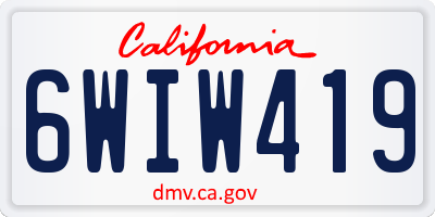 CA license plate 6WIW419
