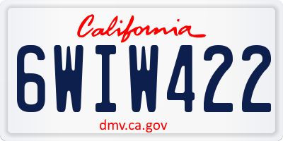 CA license plate 6WIW422