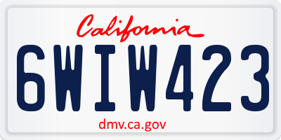 CA license plate 6WIW423