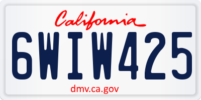 CA license plate 6WIW425