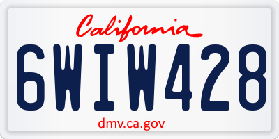CA license plate 6WIW428