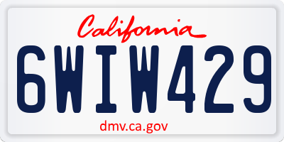 CA license plate 6WIW429