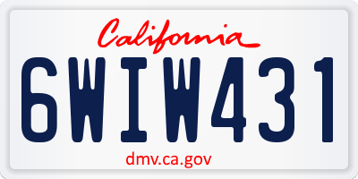 CA license plate 6WIW431