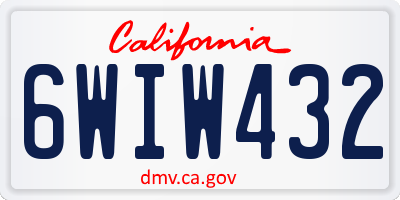 CA license plate 6WIW432