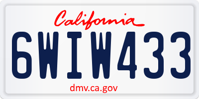 CA license plate 6WIW433