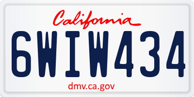 CA license plate 6WIW434
